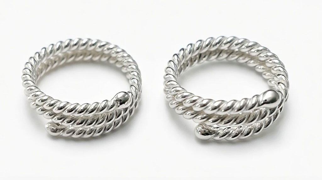 Non-piercing double braided silver nipple rings