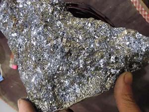 Gold and silver ore in natural rock