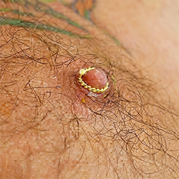 Men's non-piercing gold plated nipple rings