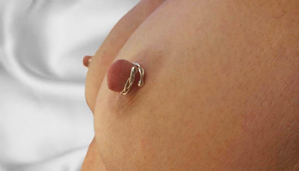 Non-piercing silver nipple rings for women