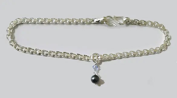 Silver anklet jewellery with removable Swarovski charm
