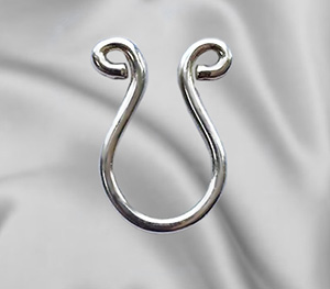 Handcrafted adjustable faux septum nose ring in solid silver