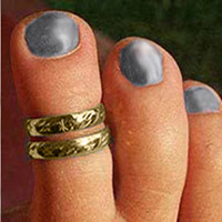 Hand engraved adjustable gold plated toe ring jewellery