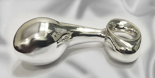 Heavy solid silver curved anal butt plug jewellery