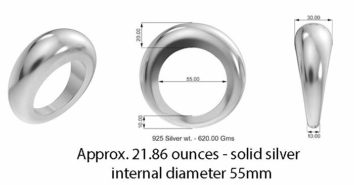 Extra heavy 21.86 ounce solid silver scrotum ring