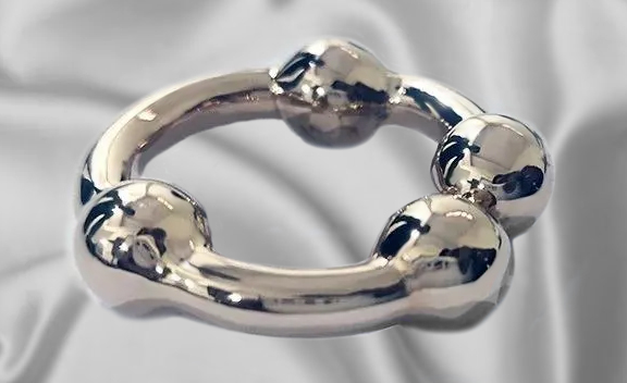 Heavy Gauge 7 four ball solid silver glans cock ring