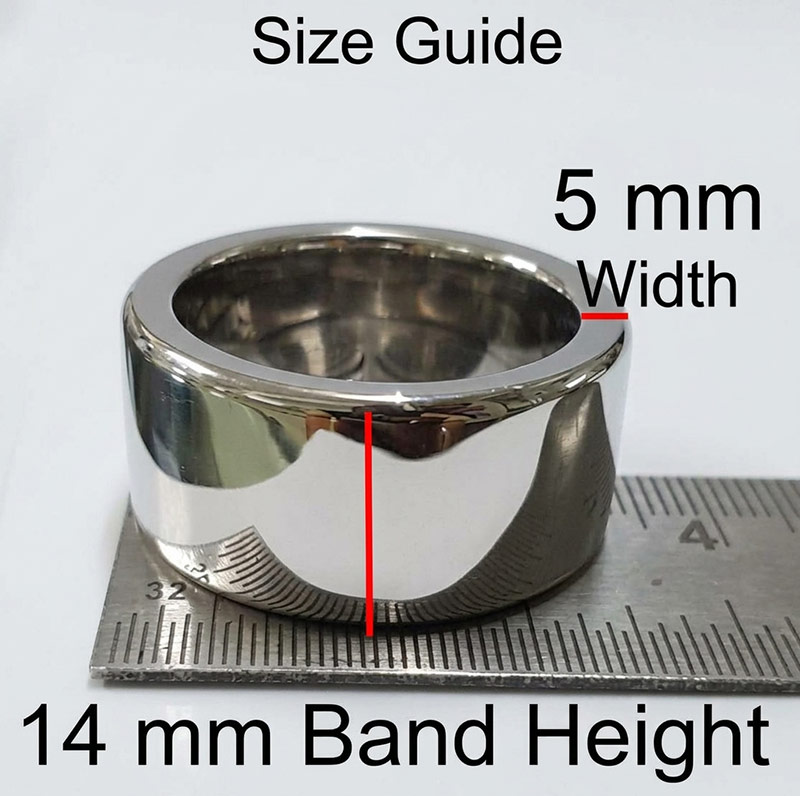 Size guide for extra heavy solid band cock ring