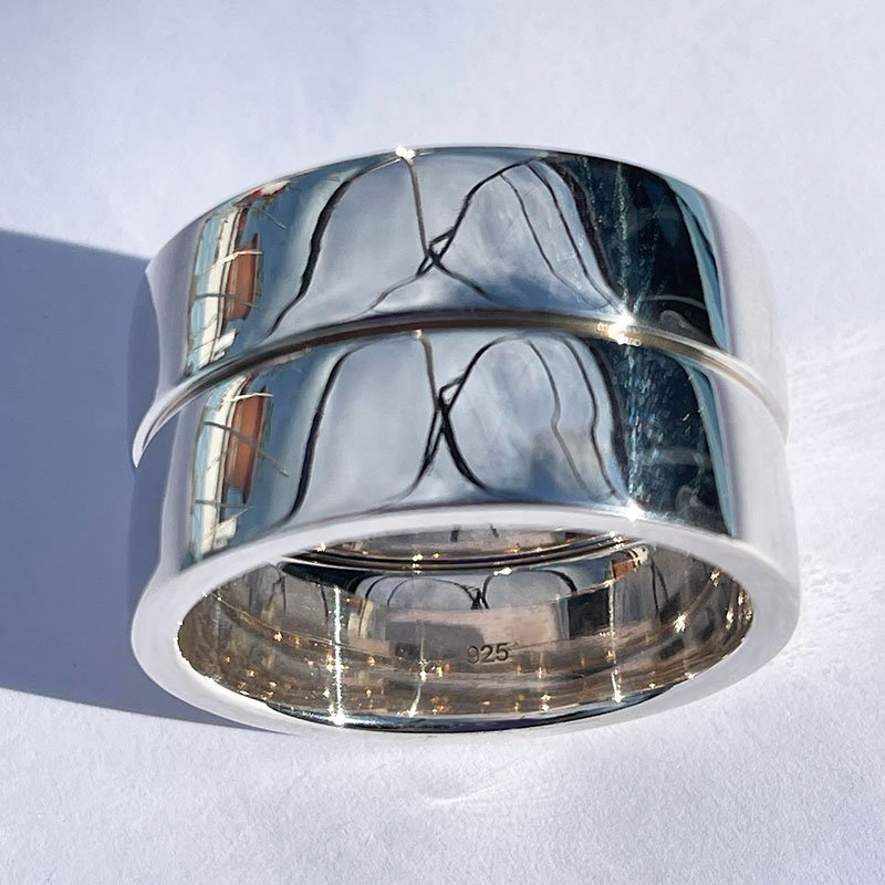Stackable solid silver and gold band cock rings