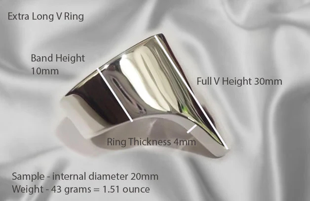 Measurements for Long V Glans cock ring