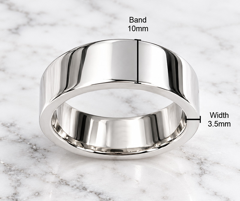 Measurements for solid silver band cock ring jewellery