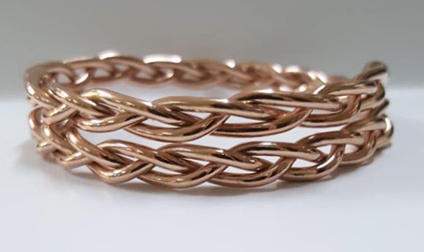 Braided adjustable cock ring jewellery in rose gold plating