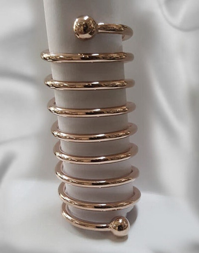 Extra long eight turn glans spiral cock ring in solid silver