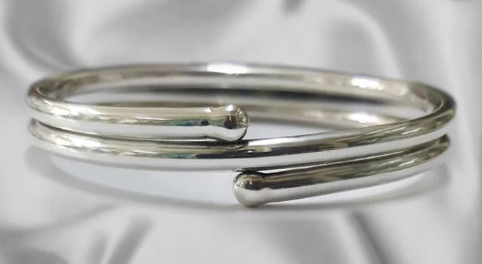 Custom made double wrap scrotum ring in solid silver