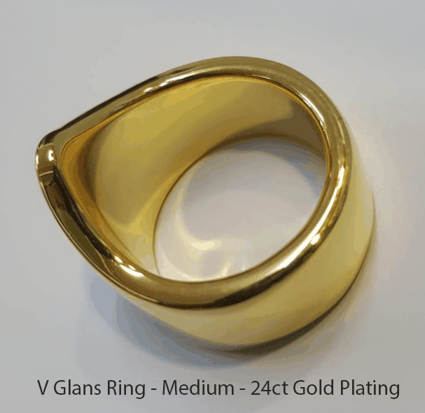 Medium V Glans penis ring in gold plating