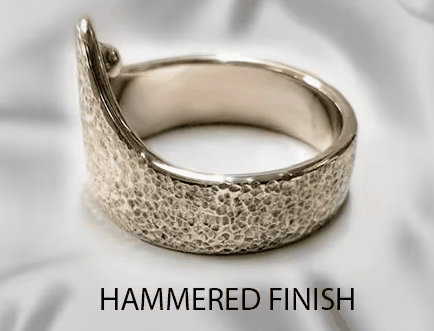 V Glans pressure ball cock ring with hammered finish