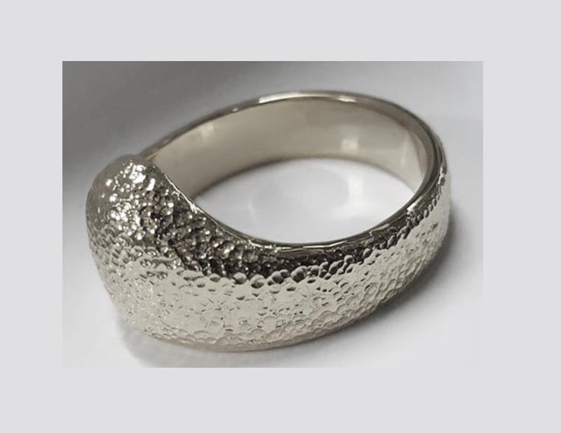 Custom-made hammered solid silver heavy bump cock ring