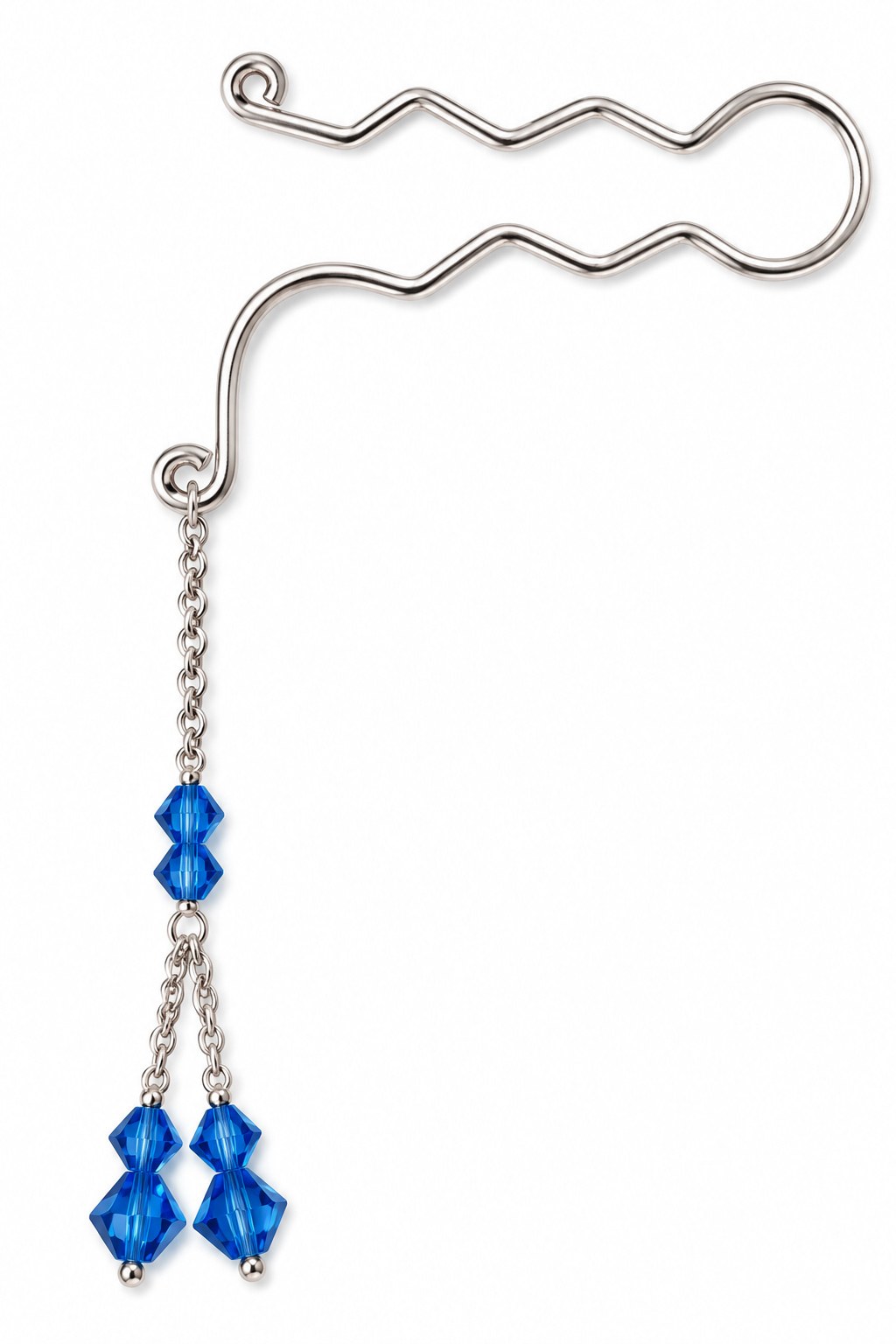 Silver anal bottom clip with Swarovski crystal dangle