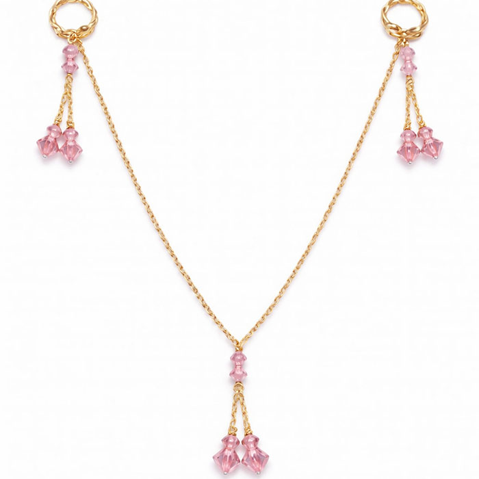 24ct gold plated non-piercing nipple chain jewellery with Swarovski crystals