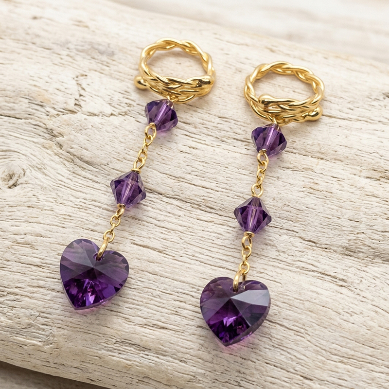 nipple dangles - love heart non piercing jewellery