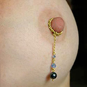 Custom made non-piercing nipple dangles in gold plating.