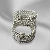 Twisted triple wrap non-piercing silver nipple rings