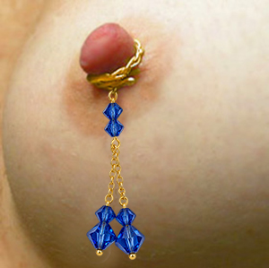 Gold plated nipple dangle jewellery with Swarovski crystal rose pearls