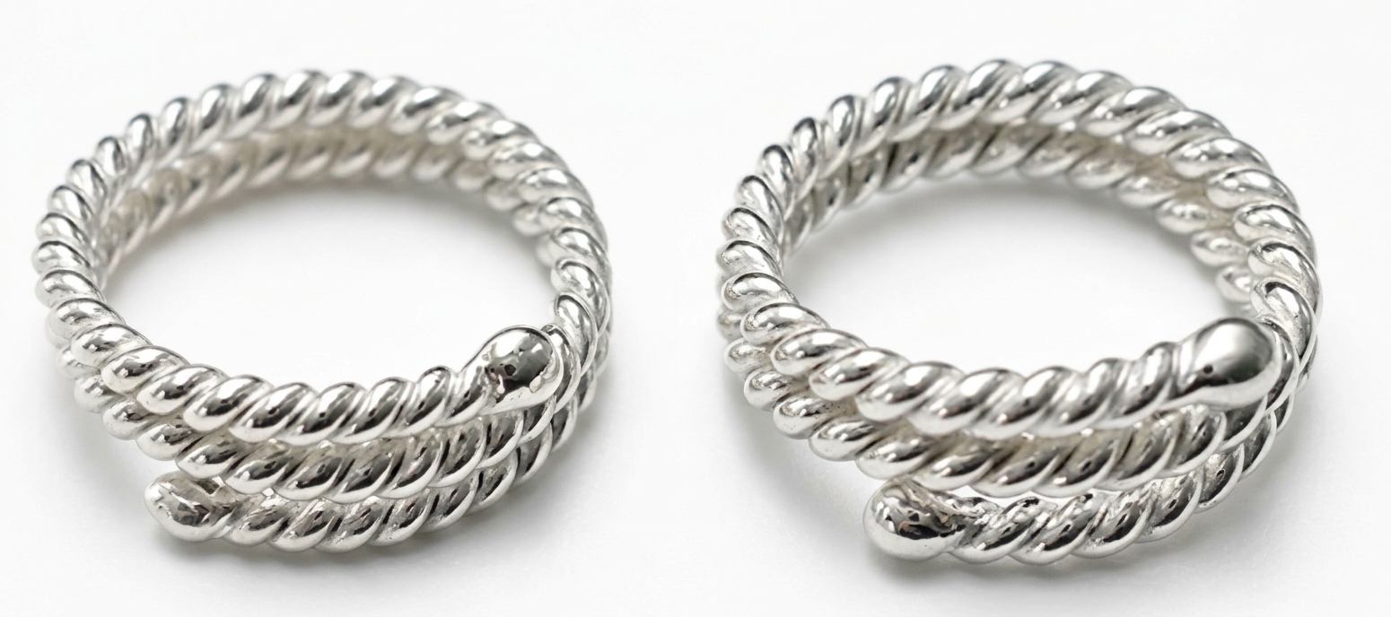 Double wrap silver non-piercing nipple rings for women