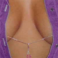 Silver nipple chain showing how the chain drapes between the breasts