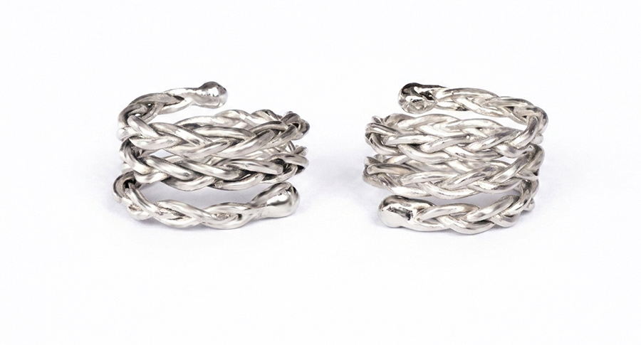 Triple braided non-piercing nipple rings